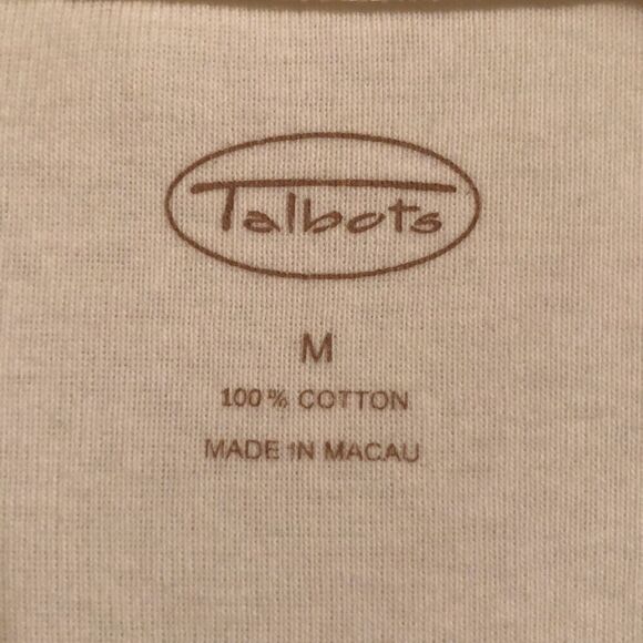 Talbots M Cotton Ivory Pullover Long Sleeve Top Embellished Around V-Neck - Picture 8 of 10